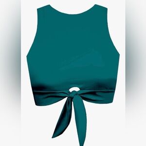 Tie-Front Crop Swim Top